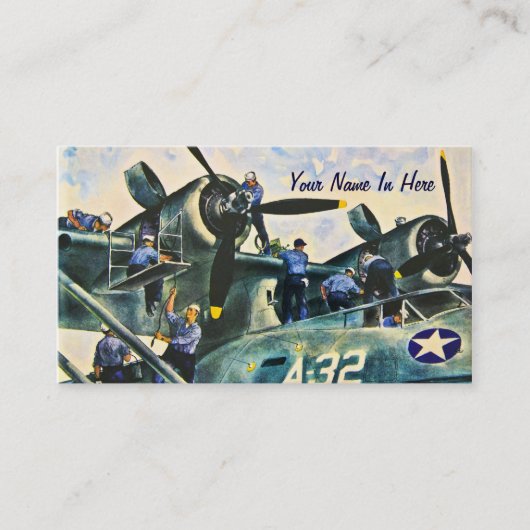 Mannen op het werk Vintage Visitekaartje (Voorkant)