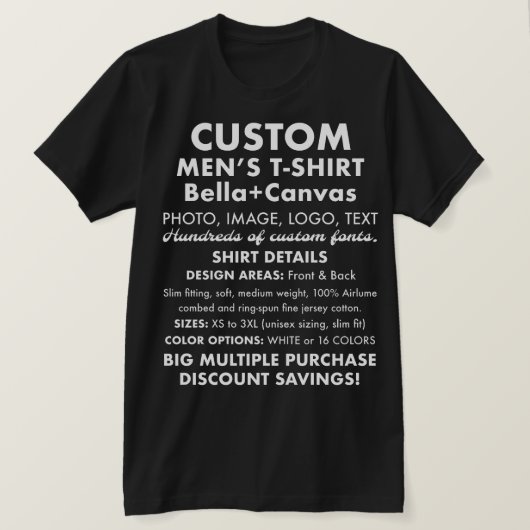 Mannen op maat gemaakt zwart T-shirt (Design voorkant)