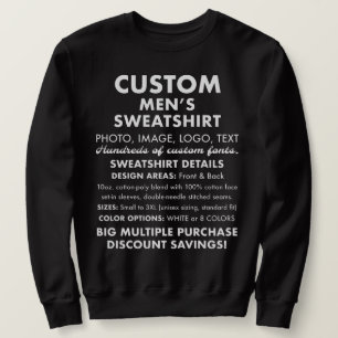 Mannen op maat gemaakte zwarte sweatshirt