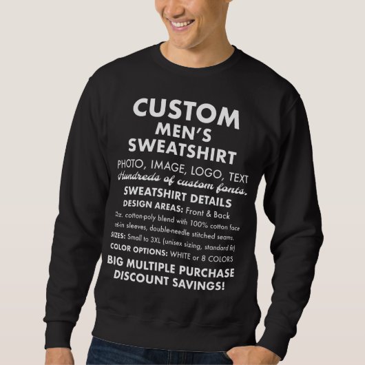 Mannen op maat gemaakte zwarte sweatshirt (Voorkant)
