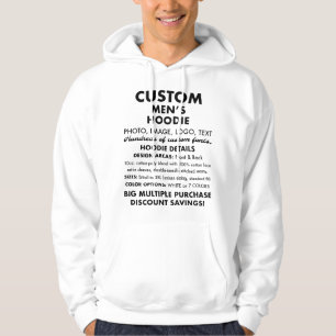 Mannen op maat gepersonaliseerde klassieke witte h hoodie