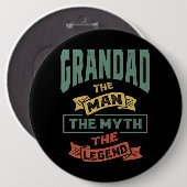 Mannen opa de Legende opa Gift Ronde Button 6,0 Cm (Voorkant /achterkant)