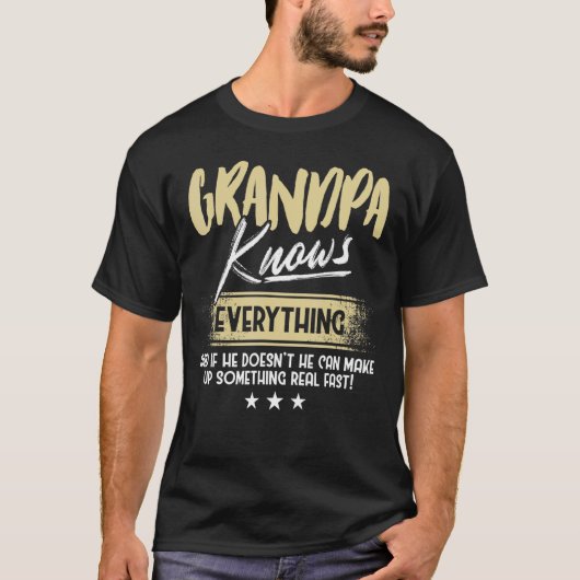Mannen opa kent alles Vaderdag T-shirt (Voorkant)