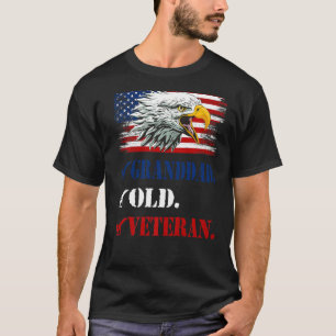 Mannen opa oude veteraan Amerikaanse adelaar vlag T-shirt