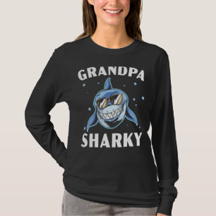 Mannen opa Sharky Grandfather Shark Grandparent T-shirt
