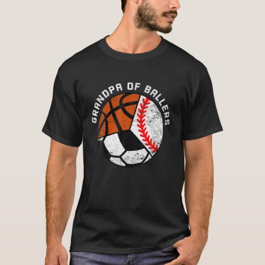 Mannen opa van ballers grappig honkbal voetbal bas t-shirt (Voorkant)