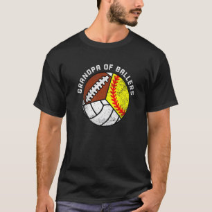 Mannen Opa Van Ballers Softbal Volleybal Voetbal T-shirt