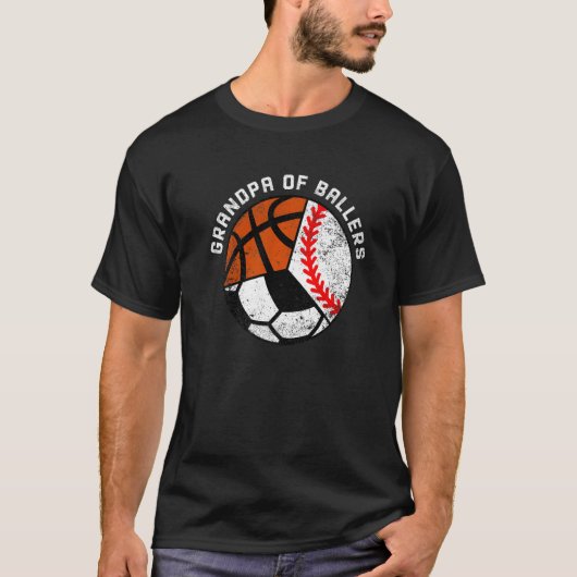 Mannen opa van balletbal Baseball Basketbal T-shirt (Voorkant)