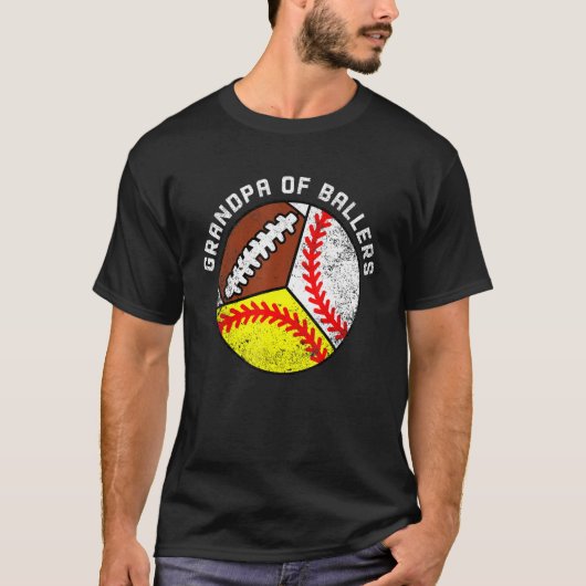 Mannen opa van ballethonkbal t-shirt (Voorkant)