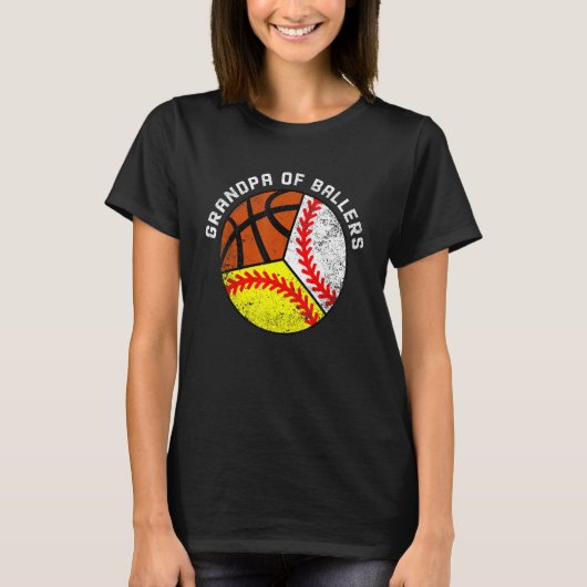 Mannen opa van ballethonkbalzak t-shirt (Voorkant)