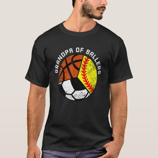 Mannen opa van balletjes Softball Basketba T-shirt (Voorkant)