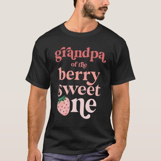Mannen opa van de Berry Sweet One aardbeienveer T-shirt (Voorkant)