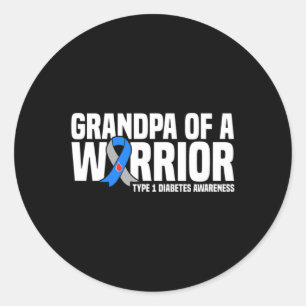 Mannen opa van een krijger type 1 diabetes Awarene Ronde Sticker