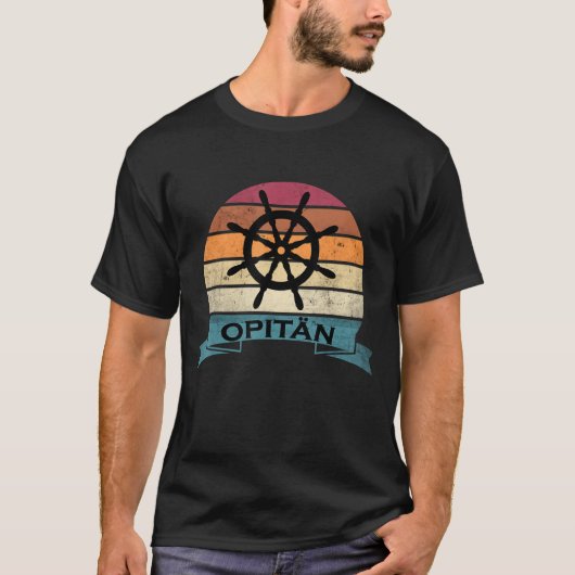 Mannen Opitän grootpa Kapitein Sailing Steeri T-shirt (Voorkant)