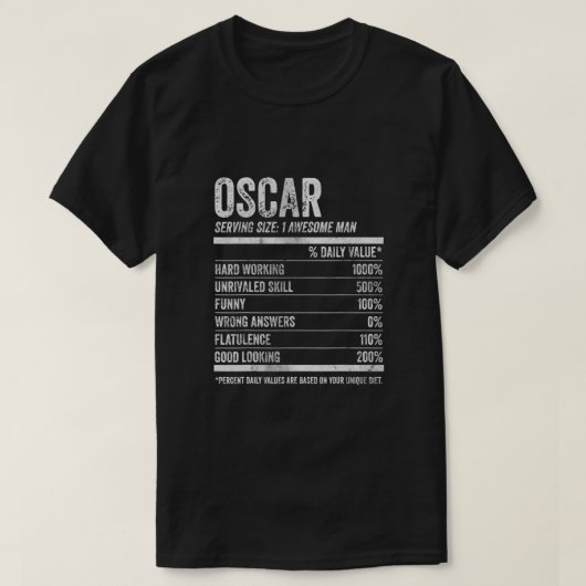 Mannen Oscar Nutrition Gepersonaliseerde naam Shir T-shirt (Design voorkant)