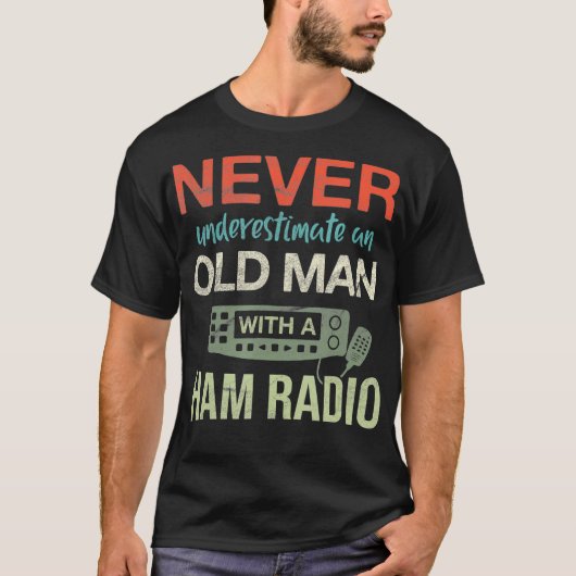 Mannen oud Man met een Ham Radio Antenna Ham Radio T-shirt (Voorkant)