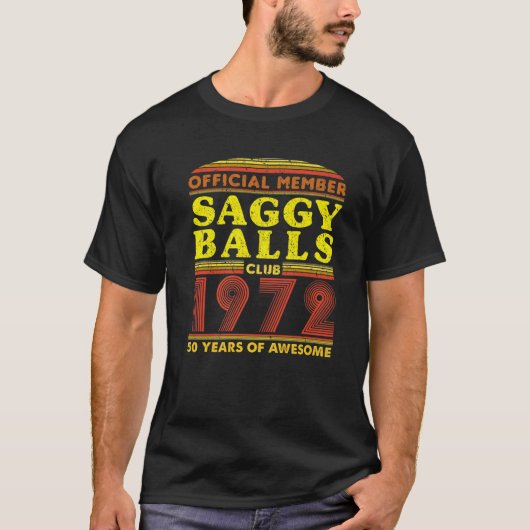 Mannen Oude Balls Saggy Balls Club 50-jarige Manne T-shirt (Voorkant)