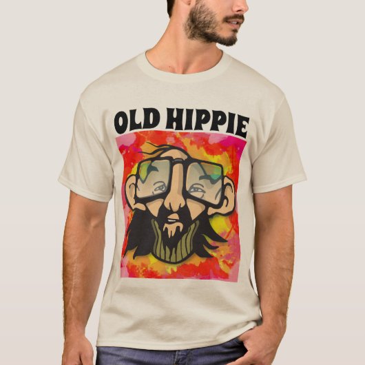 MANNEN OUDE HIPPIE T-SHIRT (Voorkant)