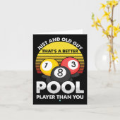 Mannen oude man poolspeler - Funny Billiards Gift  Kaart (Gele Bloem)