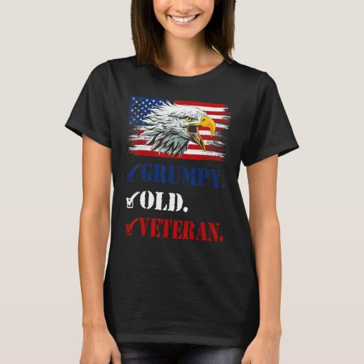 Mannen oude veteraan-Amerikaanse adelvlag F T-shirt (Voorkant)