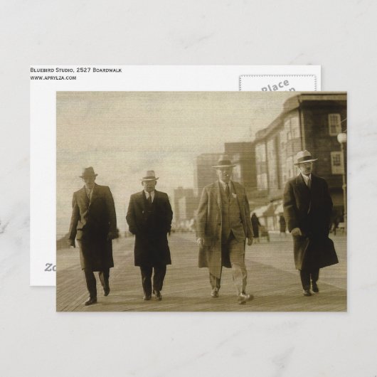 Mannen over stad briefkaart (Voorkant / Achterkant)