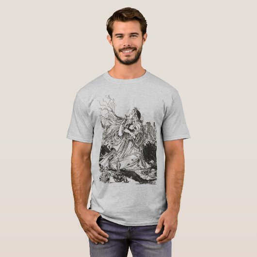 Mannen Oz Art Nouveau Goddess "Polychrome" T-shirt (Voorkant volledig)