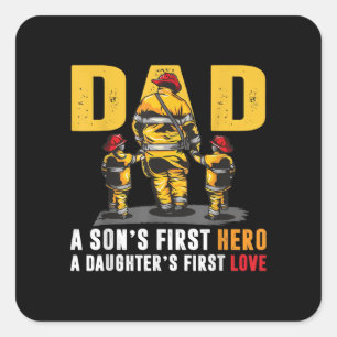 Mannen pa Sons First Hero Daughters First Love Fir Vierkante Sticker