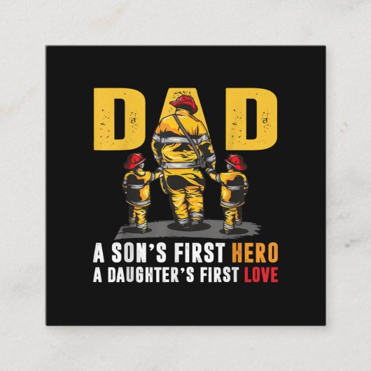 Mannen pa Sons First Hero Daughters First Love Fir Vierkante Visitekaartje (Voorkant)