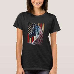 Mannen Paard Vlag Amerika Vlag Usa 4 Juli Patr T-shirt