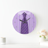 Mannen Paarse Shirt en Stropdas Novelty Wall Clock Grote Klok (Huis)