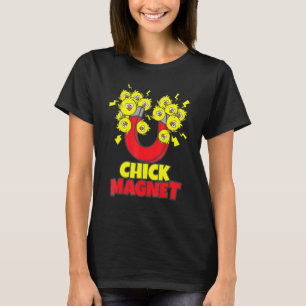Mannen paasjongens chick magneet geel kuikens grav t-shirt