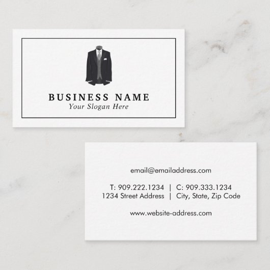 Mannen-pak, Mode-ontwerper Visitekaartje (Voorkant / Achterkant)