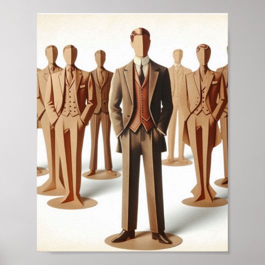 Mannen pakken Mode Papier ambachten kunst Poster (Voorkant)