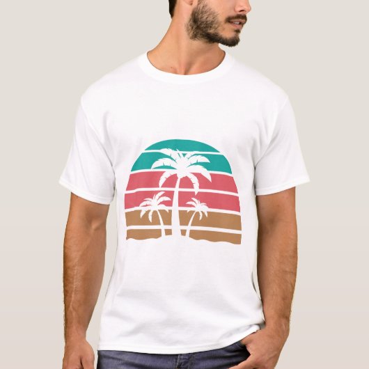 Mannen palmzonsondergang t-shirt (Voorkant)