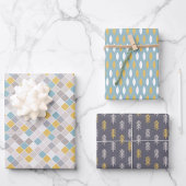 Mannen Pantone Grey Gold Blue set van 3 Inpakpapier Vel