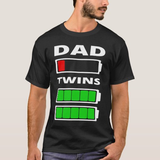 Mannen pap met lage batterijtweeling Funny T-shirt (Voorkant)