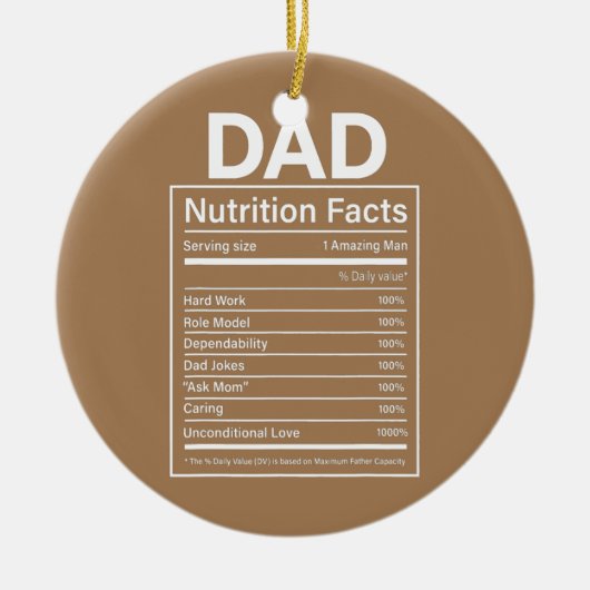 Mannen pap Nutrition Facts Vaderdag Gift for Keramisch Ornament (Voorkant)