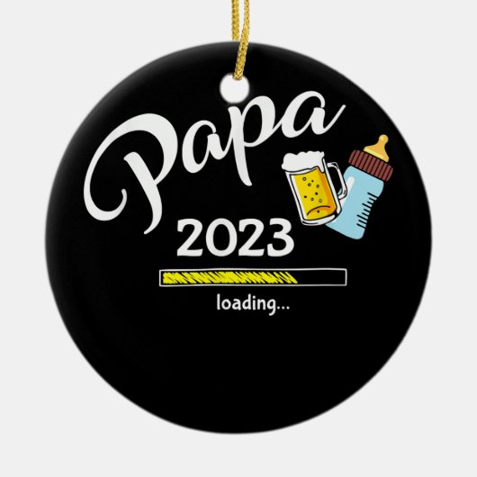 Mannen Papa 2023: Baby en bier in te voeren Keramisch Ornament (Voorkant)