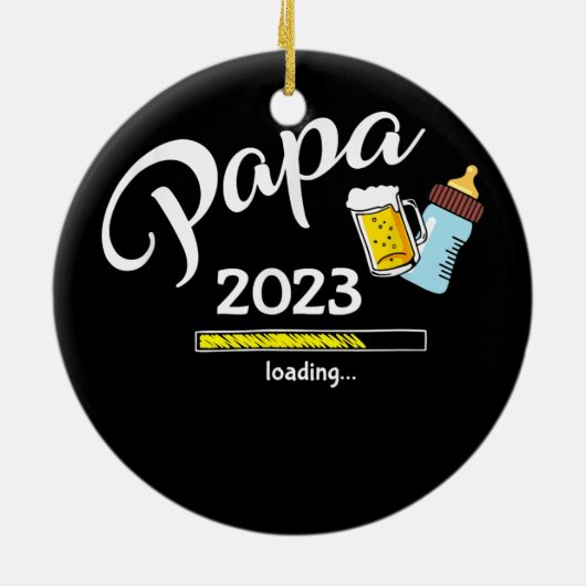 Mannen Papa 2023: Baby en bier in te voeren Keramisch Ornament (Achterkant)