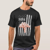 Mannen Papa Amerikaanse vlag 2 Kinder Vaderdag 4e  T-shirt (Voorkant)