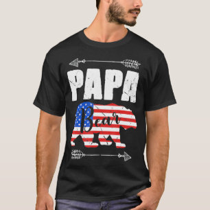 Mannen Papa Beer Amerikaanse vlag op 4 juli Vader T-shirt