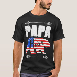 Mannen Papa Beer Amerikaanse vlag op 4 juli Vader T-shirt