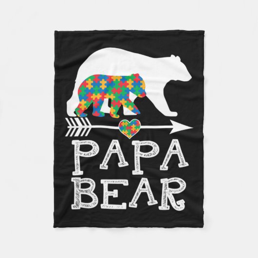 Mannen Papa Beer Autisme Mannen Vader Daddy Autism Fleece Deken (Voorkant)