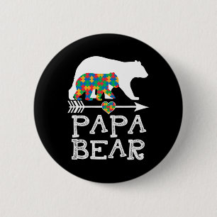 Mannen Papa Beer Autisme Mannen Vader Daddy Autism Ronde Button 5,7 Cm