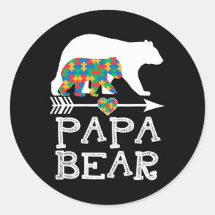 Mannen Papa Beer Autisme Mannen Vader Daddy Autism Ronde Sticker