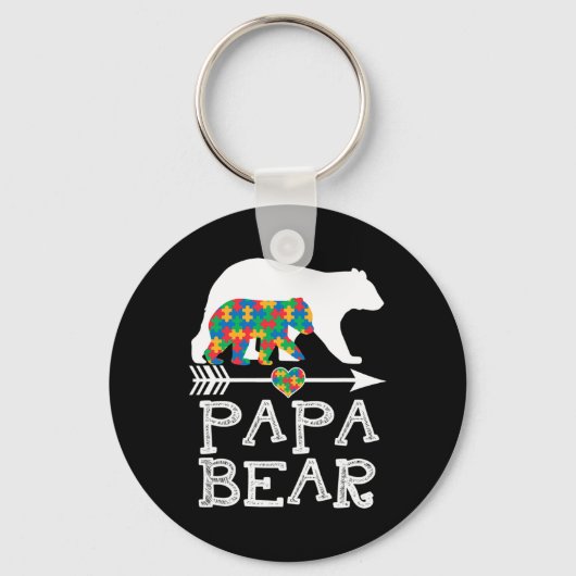 Mannen Papa Beer Autisme Mannen Vader Daddy Autism Sleutelhanger (Voorkant)