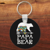 Mannen Papa Beer Autisme Mannen Vader Daddy Autism Sleutelhanger (Voorkant)