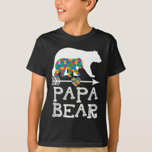 Mannen Papa Beer Autisme Mannen Vader Daddy Autism T-shirt