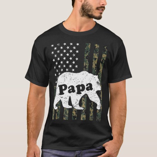 Mannen Papa Beer Camouflage Amerikaanse vlag T-shirt (Voorkant)