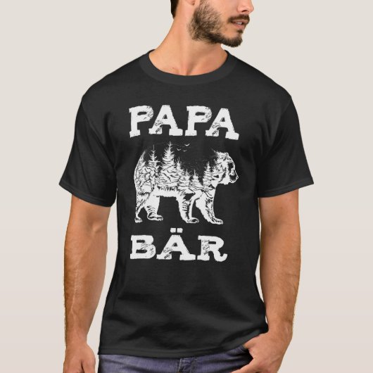 Mannen Papa Beer Forest Design T-shirt (Voorkant)